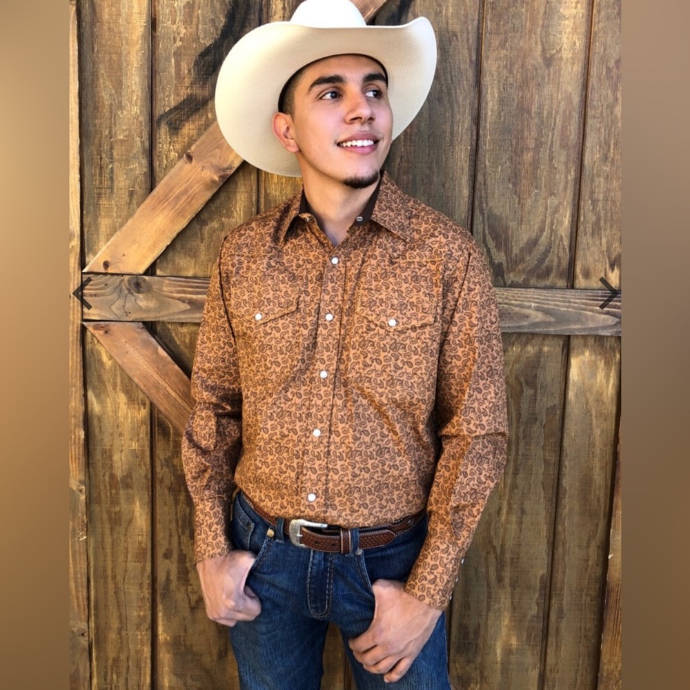 La Coronita | Men’s Western Button Up Paisley Print Long Sleeve Size M